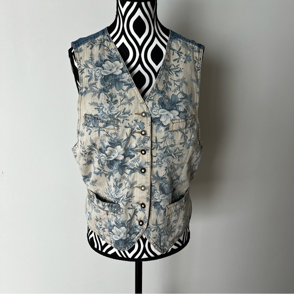 Vintage 90s  Liz Wear Floral Adjustable Vest - Picture 4 of 13